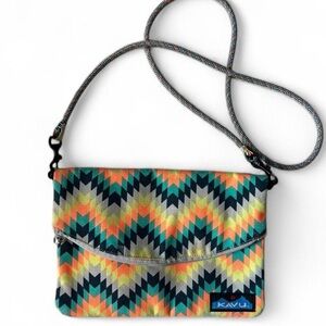 KAVU Sling Along Crossbody Bag | Bold Geometric Pattern | Fold-Over Style